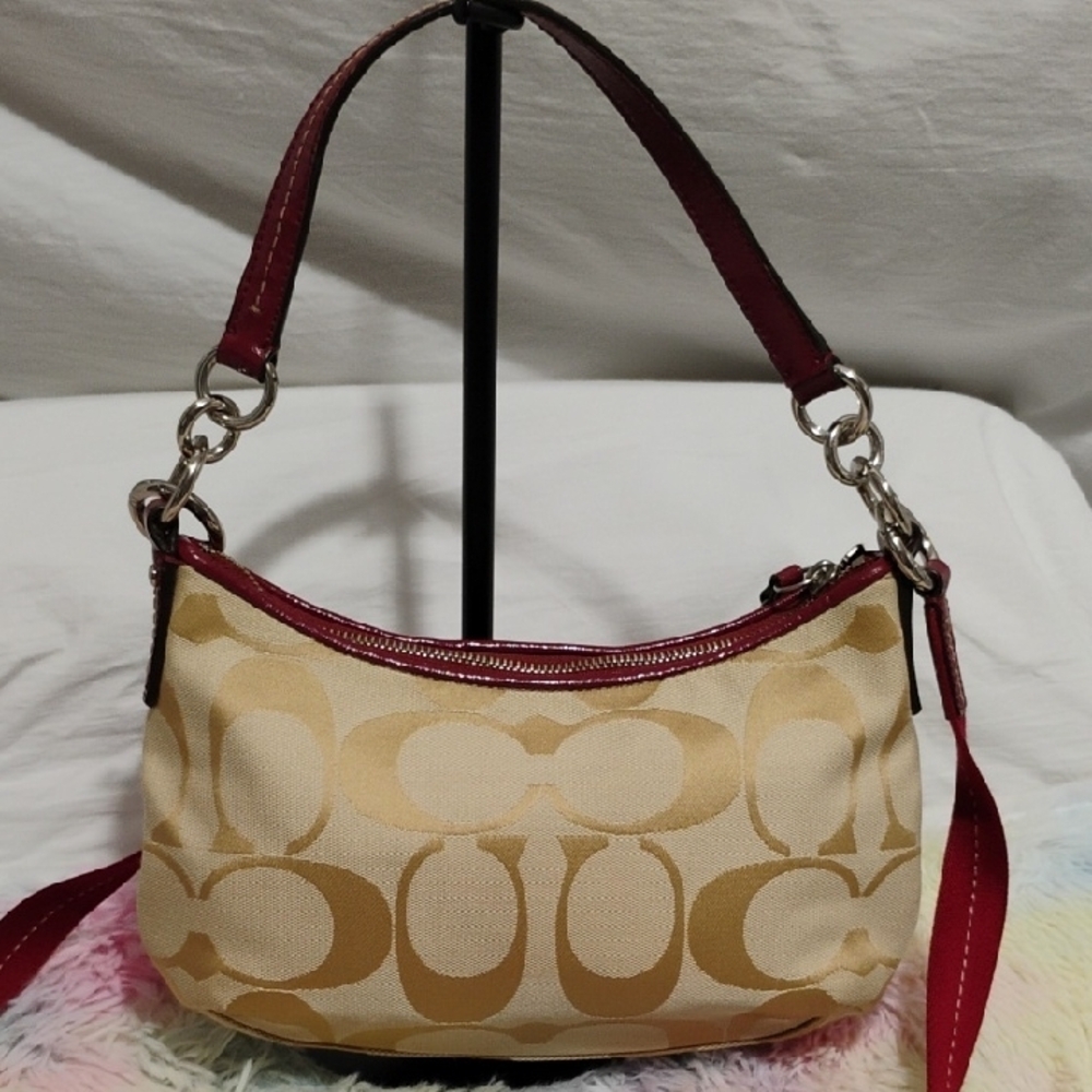 SALE! NWOT Coach Red & Tan Demi Stripe Shoulder/Crossbody Bag - Picture 4 of 14